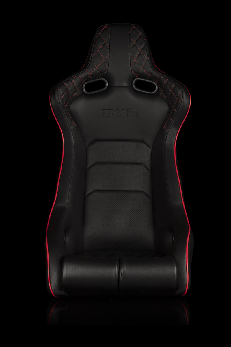 Venom-X Series Fixed Back Bucket Seat - Black Diamond / Red Stitching