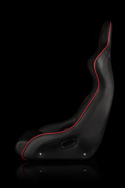 Venom-X Series Fixed Back Bucket Seat - Black Diamond / Red Stitching
