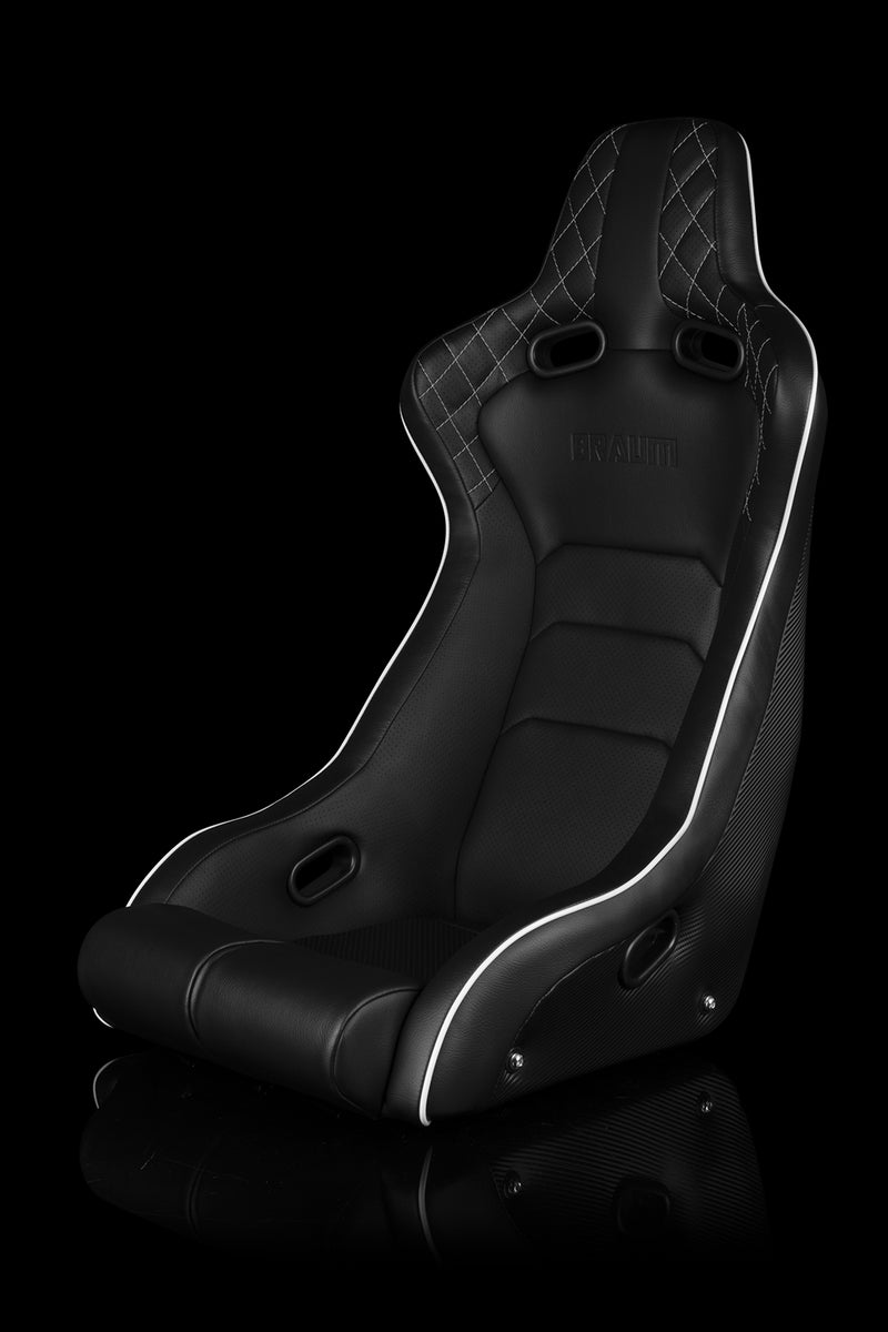 Venom-X Series Fixed Back Bucket Seat - Black Diamond / White Stitching