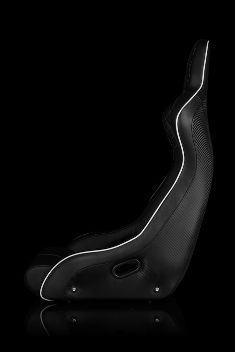 Venom-X Series Fixed Back Bucket Seat - Black Diamond / White Stitching