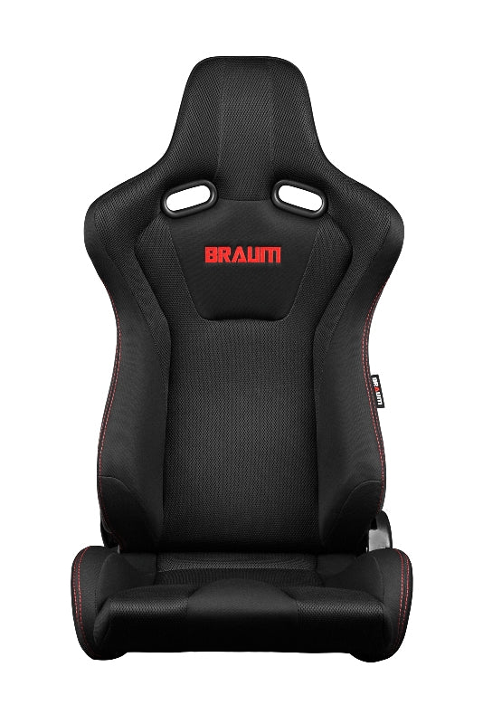Venom Series Sport Seats - Black Cloth (Red Stitching)