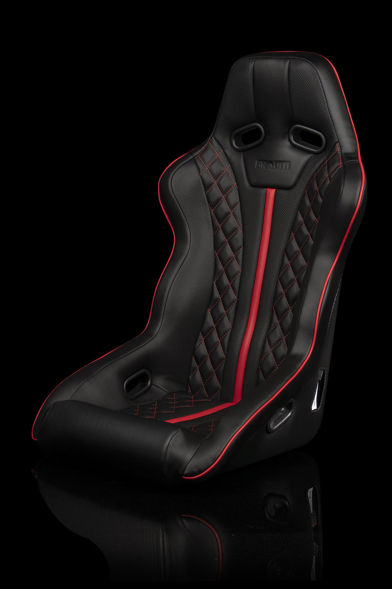 Falcon X Series FIA Approved Fixed Back Racing Seat - Black Diamond (Red Stitching / Red Piping)