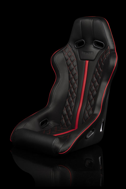 Falcon X Series FIA Approved Fixed Back Racing Seat - Black Diamond (Red Stitching / Red Piping)