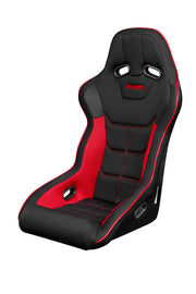 Falcon X Series FIA Fixed Back Racing Seat - Black Polo Cloth w/Red Mesh (Red Stitch/Red Piping)