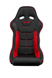 Falcon X Series FIA Fixed Back Racing Seat - Black Polo Cloth w/Red Mesh (Red Stitch/Red Piping)
