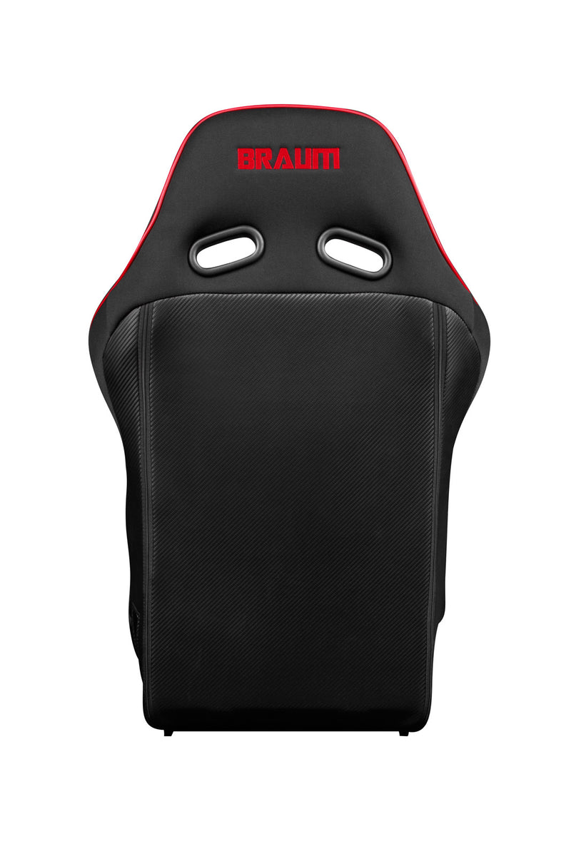 Falcon X Series FIA Fixed Back Racing Seat - Black Polo Cloth w/Red Mesh (Red Stitch/Red Piping)