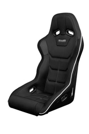 Falcon X Series FIA Fixed Back Racing Seat - Black Polo Cloth (White Stitching / White Piping)