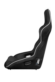 Falcon X Series FIA Fixed Back Racing Seat - Black Polo Cloth (White Stitching / White Piping)