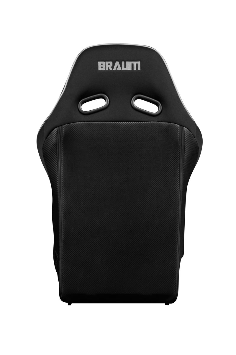 Falcon X Series FIA Fixed Back Racing Seat - Black Polo Cloth (White Stitching / White Piping)