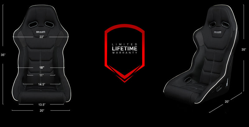 Falcon X Series FIA Fixed Back Racing Seat - Black Polo Cloth (White Stitching / White Piping)