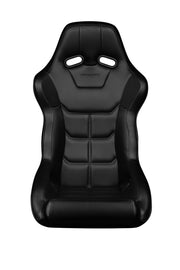 Falcon X Series FIA Fixed Back Racing Seat - RED PU, CARBON BACK, BLACK STITCH & BLACK PIPING