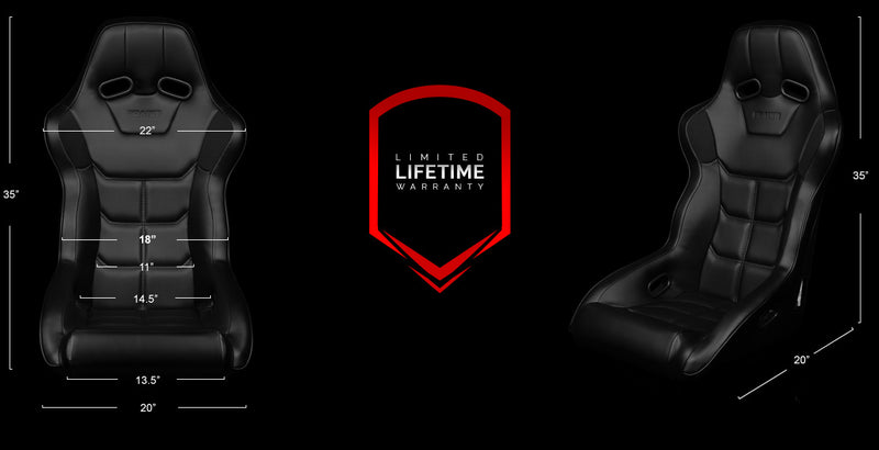 Falcon X Series FIA Fixed Back Racing Seat - RED PU, CARBON BACK, BLACK STITCH & BLACK PIPING