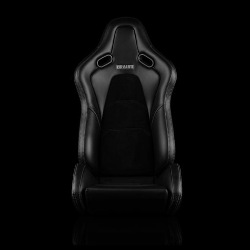 Falcon-S Composite FRP Reclining Seats - Black Alcantara W/ Black Stitching | Dual Knob Recliner