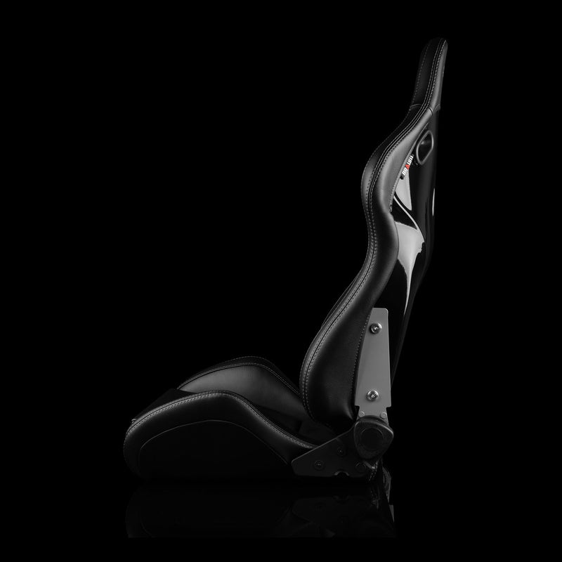 Falcon-S Composite FRP Reclining Seats - Black Alcantara W/ Black Stitching | Dual Knob Recliner