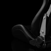 Falcon-S Composite FRP Reclining Seats - Black Alcantara W/ Black Stitching | Dual Knob Recliner