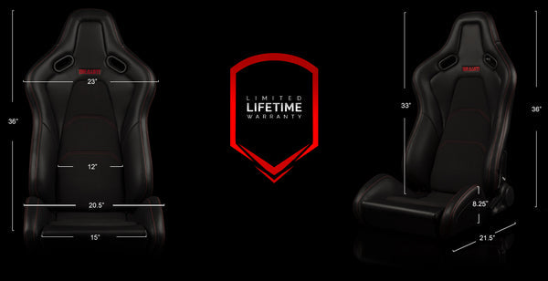 Falcon-S Composite FRP Reclining Seats - Black Alcantara W/ Black Stitching | Dual Knob Recliner