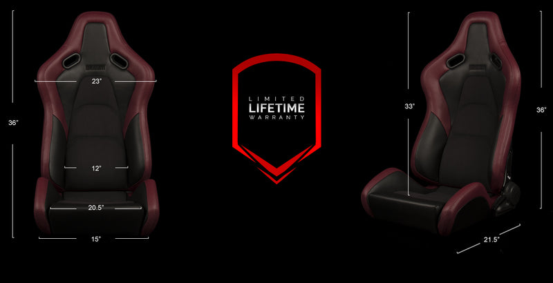 Falcon-S Composite FRP Reclining Seats - Maroon W/ Black Stitching