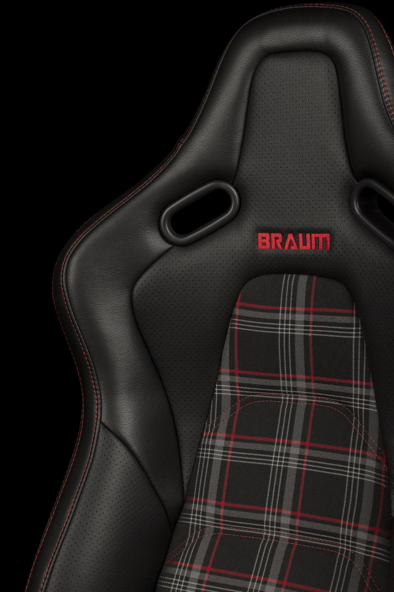 Falcon-S Composite FRP Reclining Seats - Red Plaid W/ Red Stitching
