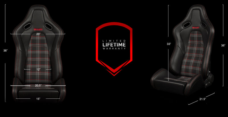 Falcon-S Composite FRP Reclining Seats - Red Plaid W/ Red Stitching