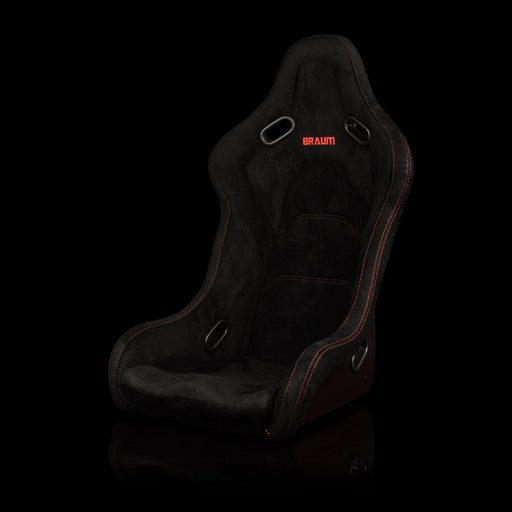 Falcon-S Composite FRP Bucket Seat - Black Alcantara W/ Red Glitter Composite