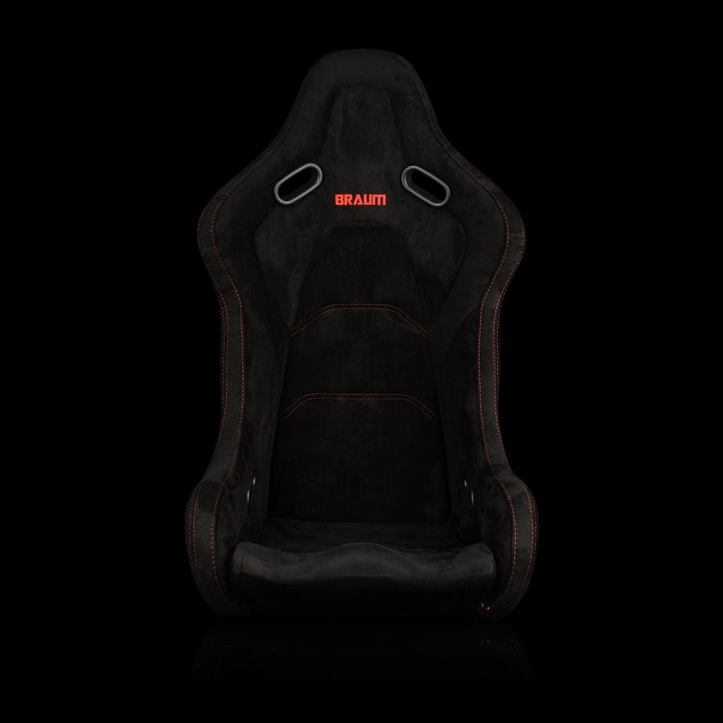 Falcon-S Composite FRP Bucket Seat - Black Alcantara W/ Red Glitter Composite