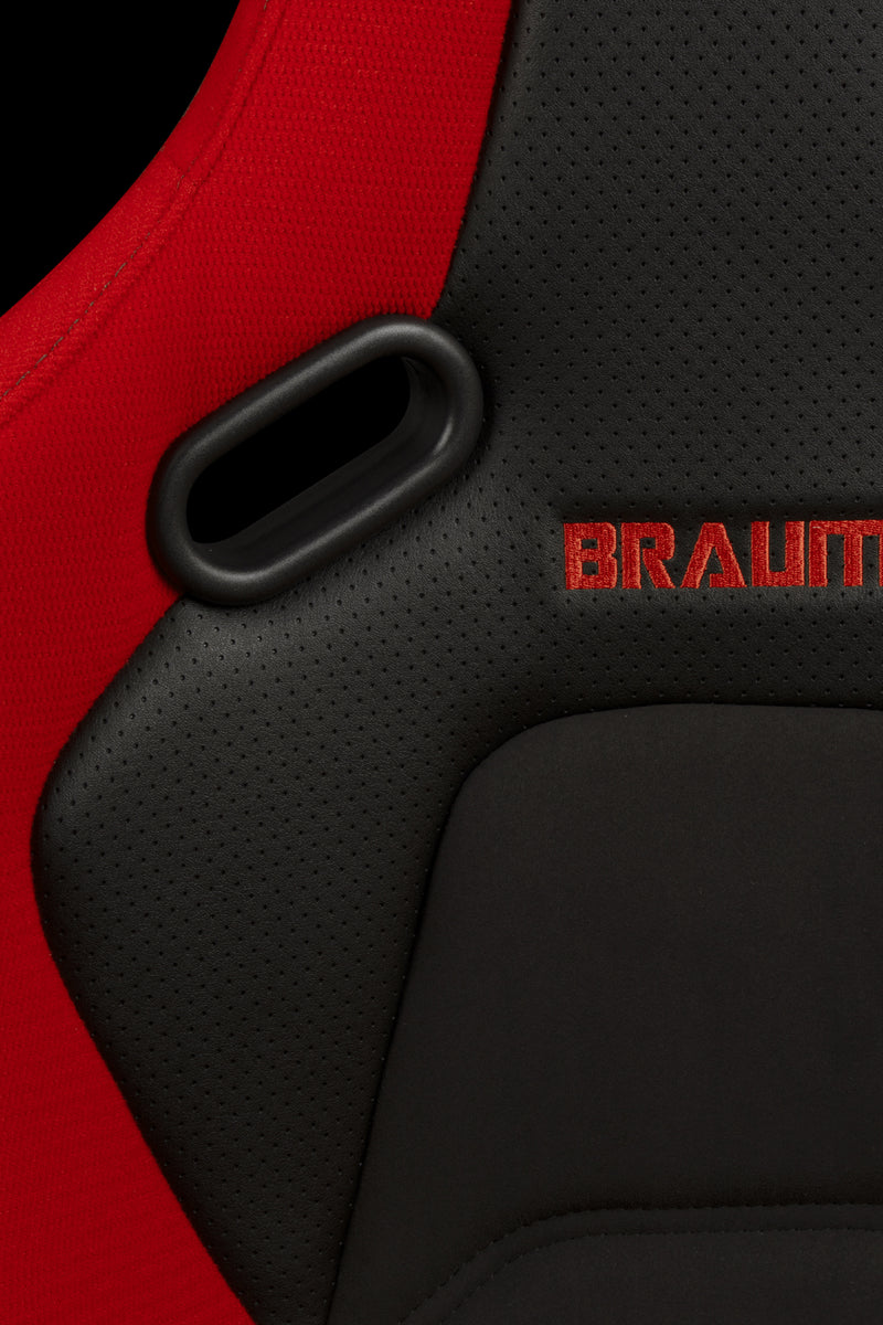 Falcon-S Composite FRP Bucket Seat - Red Jacquard w/Black Stitching