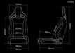 Elite V2 Series Sport Seats - Black and Grey Plaid Inserts - Low Base Version
