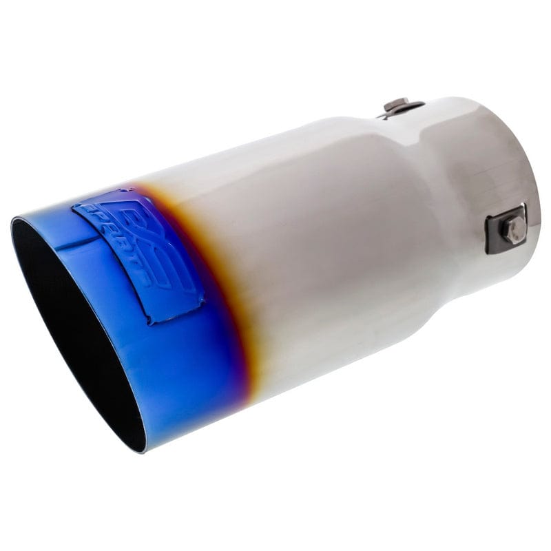 DC Sport Échappement universel en acier inoxydable poli avec embout incliné 2,87 entrée 3,5" sortie