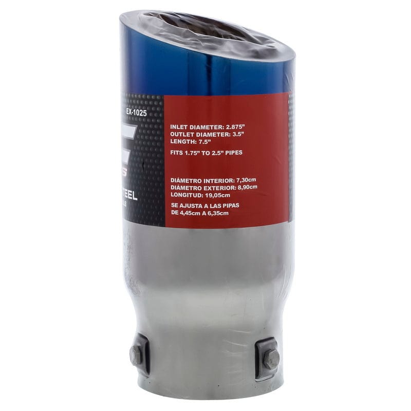 DC Sport Échappement universel en acier inoxydable poli avec embout incliné 2,87 entrée 3,5" sortie