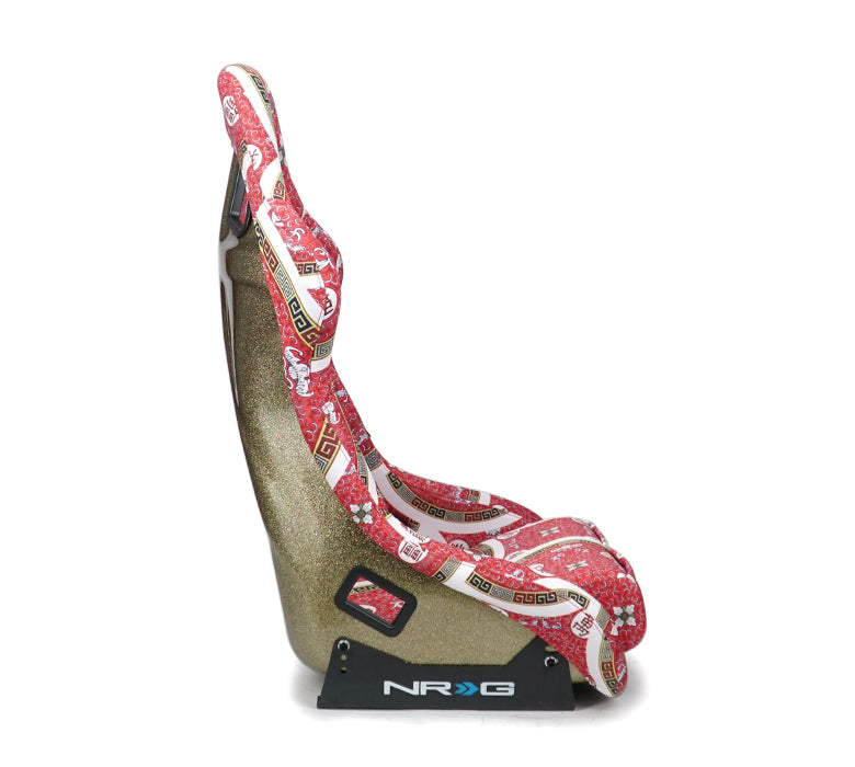 NRG FRP Bucket Seat PRISMA-  DYNASTY edition in vegan material with gold pearlized back (Large)