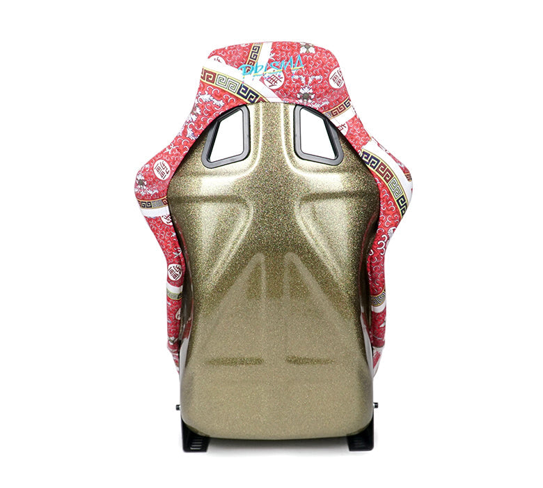 NRG FRP Bucket Seat PRISMA-  DYNASTY edition in vegan material with gold pearlized back (Large)