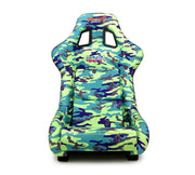 NRG FRP Bucket Seat PRISMA- GIJ Green Camo edition in vegan material with Green pearlized back (Medium)