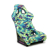NRG FRP Bucket Seat PRISMA- GIJ Green Camo edition in vegan material with Green pearlized back (Medium)