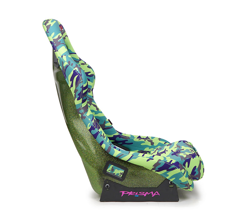 NRG FRP Bucket Seat PRISMA- GIJ Green Camo edition in vegan material with Green pearlized back (Large)