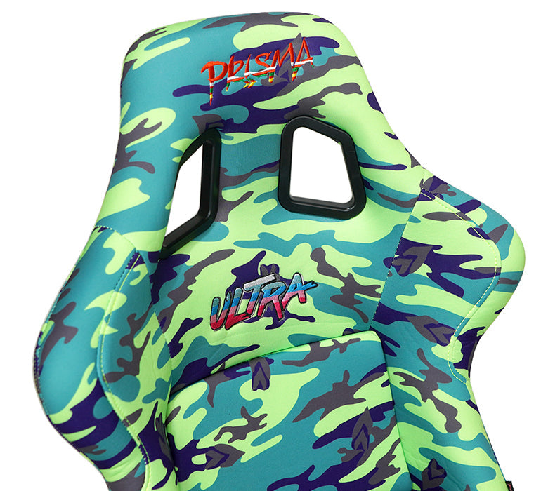 NRG FRP Bucket Seat PRISMA- GIJ Green Camo edition in vegan material with Green pearlized back (Medium)