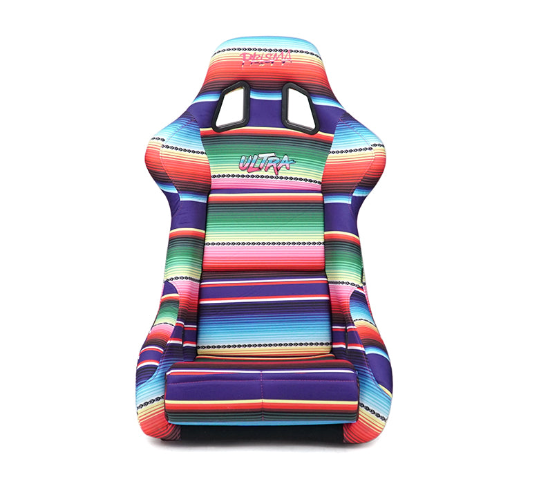 NRG FRP Bucket Seat PRISMA- MEXICALI Edition with red pearlized back in vegan material. (Large)