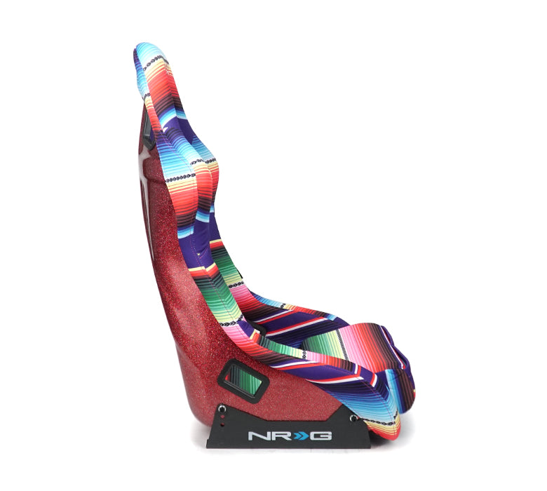 NRG FRP Bucket Seat PRISMA- MEXICALI Edition with red pearlized back in vegan material. (Large)