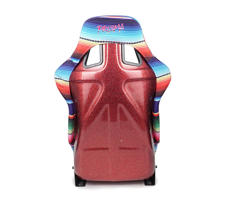 NRG FRP Bucket Seat PRISMA- MEXICALI Edition with red pearlized back in vegan material. (Large)