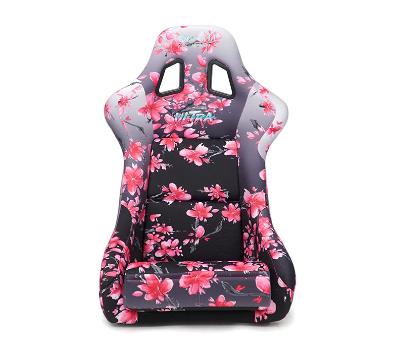 NRG FRP Bucket Seat PRISMA- SAKURA edition in vegan material with pink pearlized back (Large)