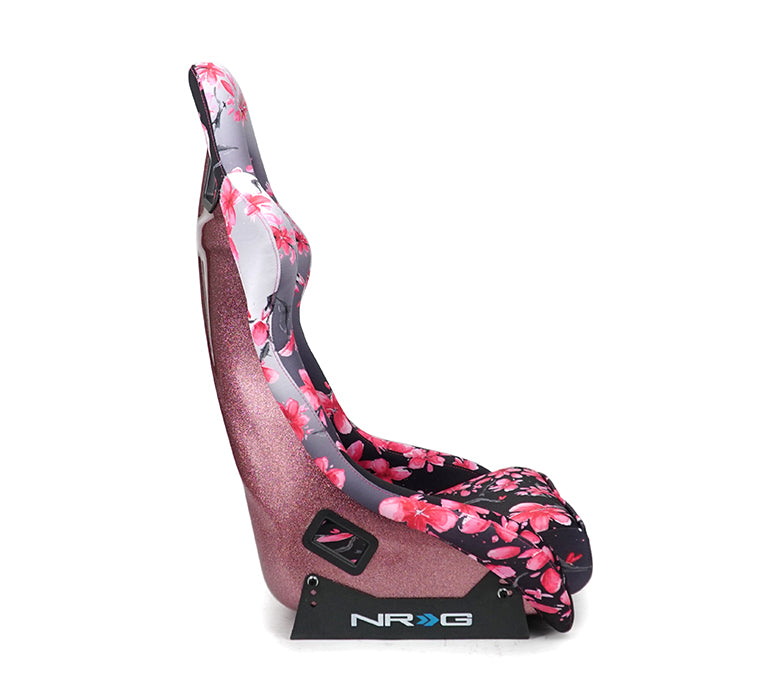 NRG FRP Bucket Seat PRISMA- SAKURA edition in vegan material with pink pearlized back (Large)