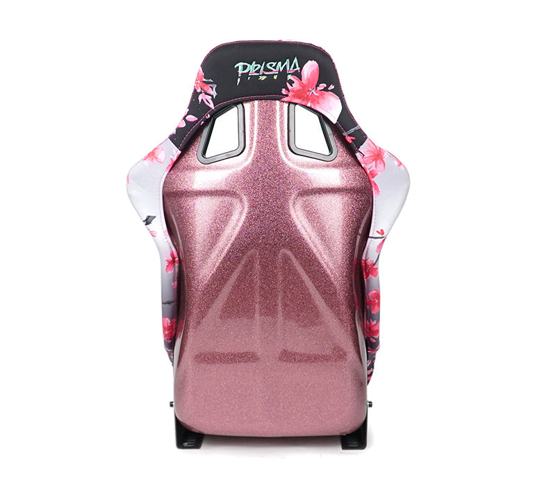 NRG FRP Bucket Seat PRISMA- SAKURA edition in vegan material with pink pearlized back (Large)