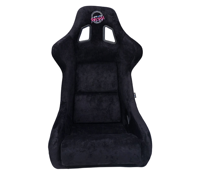 NRG FRP Bucket Seat PRISMA Edition with pearlized back. All Black alcantara (Large)