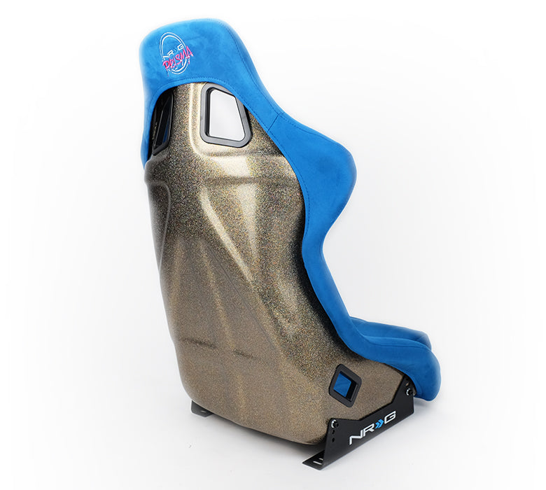 NRG FRP Bucket Seat ULTRA Edition with peralized back, Blue Alcantara (Large)