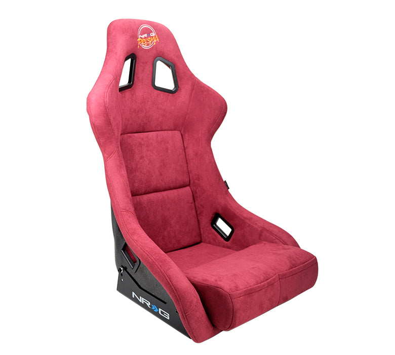 NRG FRP Bucket Seat PRISMA Edition with pearlized back, All Maroon alcantara (Large)