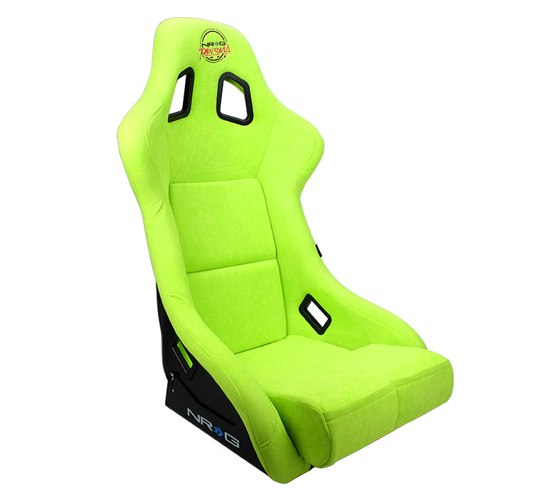 NRG FRP Bucket Seat PRISMA Edition with pearlized back, All Neon Green alcantara (Large)