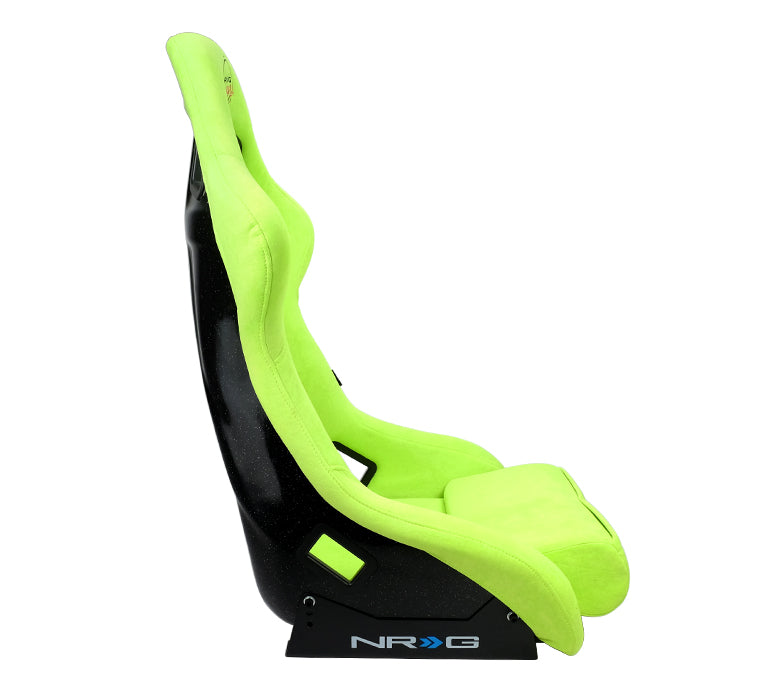 NRG FRP Bucket Seat PRISMA Edition with pearlized back, All Neon Green alcantara (Large)