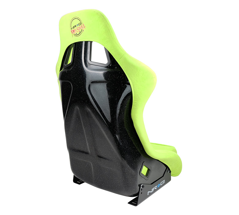 NRG FRP Bucket Seat PRISMA Edition with pearlized back, All Neon Green alcantara (Large)