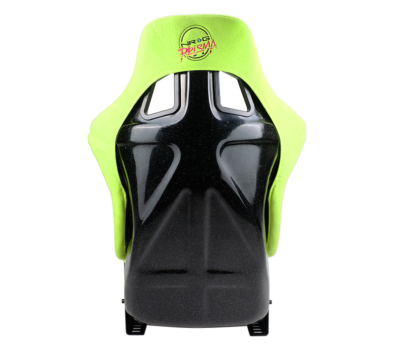 NRG FRP Bucket Seat PRISMA Edition with pearlized back, All Neon Green alcantara (Large)