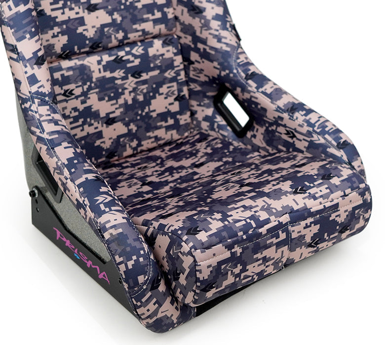 NRG FRP Bucket Seat PRISMA- STORM Digital Camo Edition in vegan mateirla with Silver pealized back. (Large)