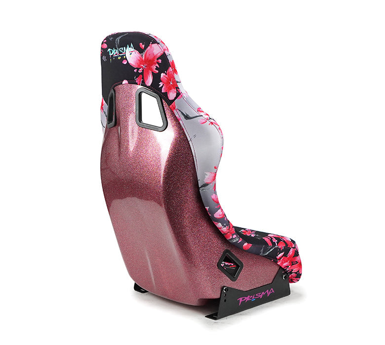 NRG FRP Bucket Seat PRISMA- SAKURA edition in vegan material with pink pearlized back (Medium)